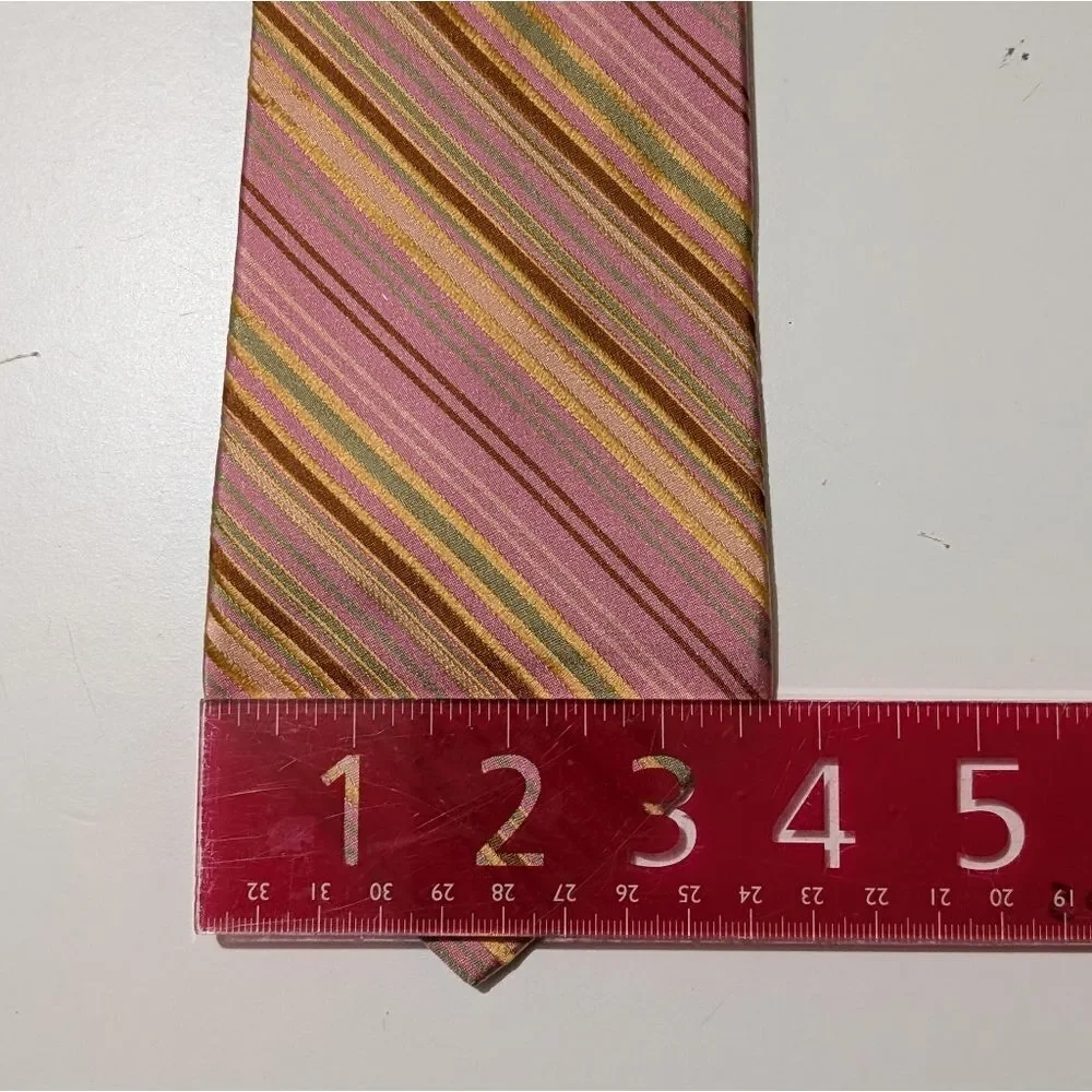 TED BAKER LONDON Pink/Burgundy stripe Silk USA Handmade Necktie/Tie